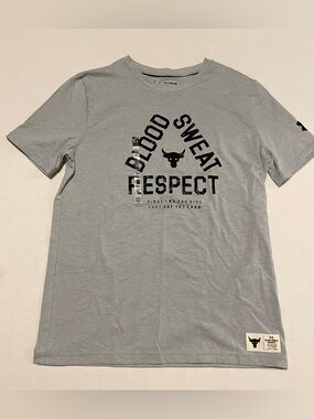 Under Armour Project Rock Blood Sweat Respect T-Shirt Youth XL Grey